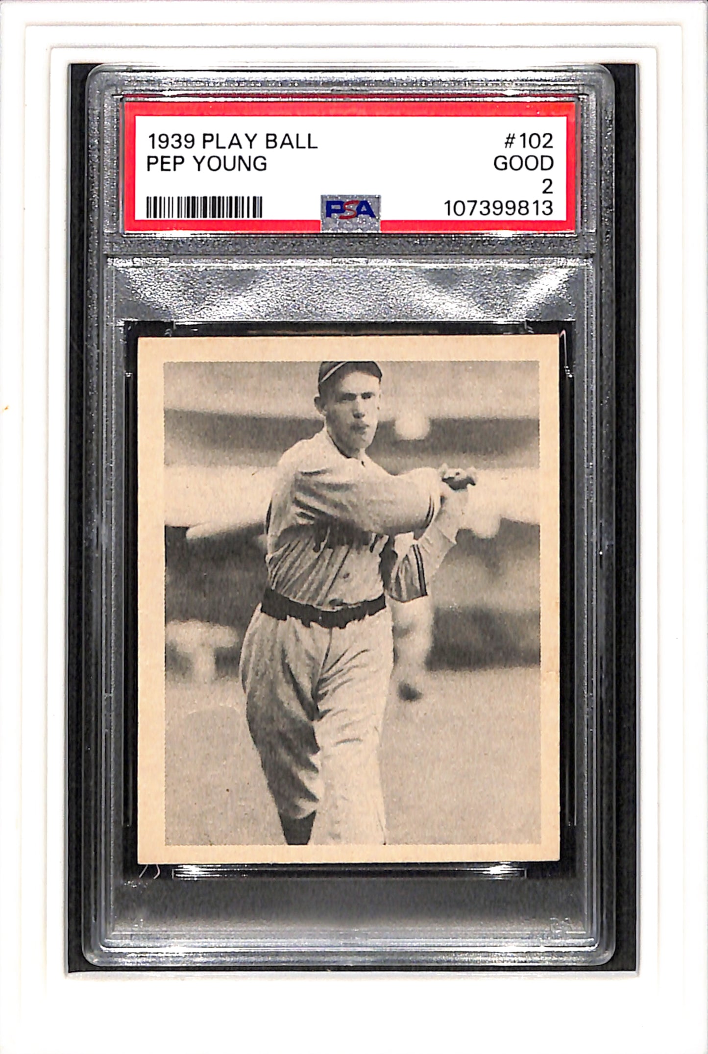 1939 Play Ball #102 Pep Young Pirates PSA 2 SN 107399813