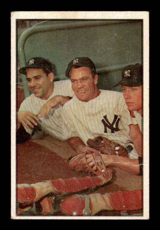 1953 Bowman Color #44 Bauer / Berra / Mantle VG HOF-10001476