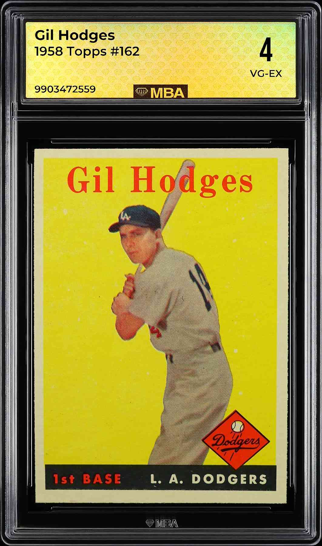 1958 Topps #162 Gil Hodges MBA 4 SN 9903472559