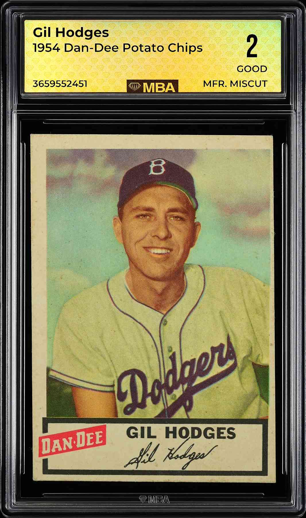 1954 Dan-Dee Potato Chips Gil Hodges MBA 2 SN 3659552451 RARE!