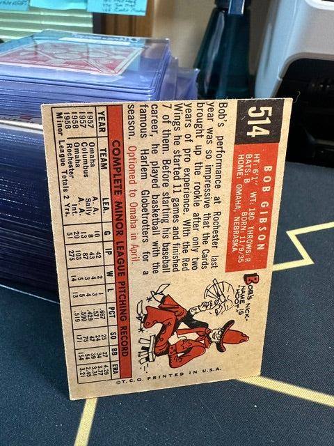 1959 Topps #514 Bob Gibson St. Louis Cardinals VGEX HOF10011767