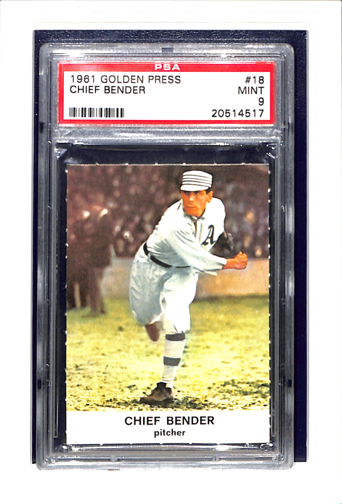 1961 Golden Press #18 Chief Bender PSA 9 Philadelphia Athletics SN 20514517